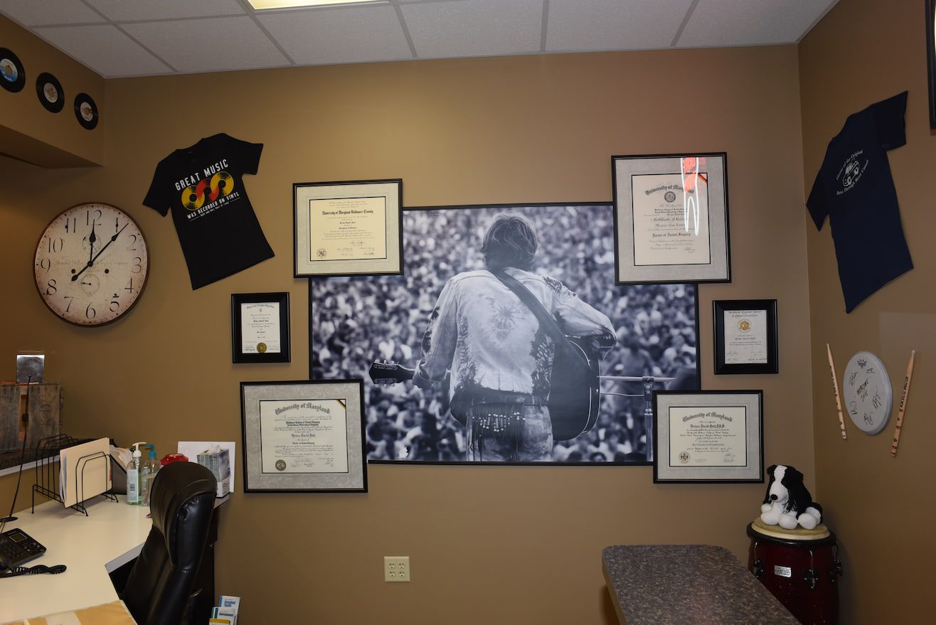 brian d halls office, line with rock and roll memorabilia